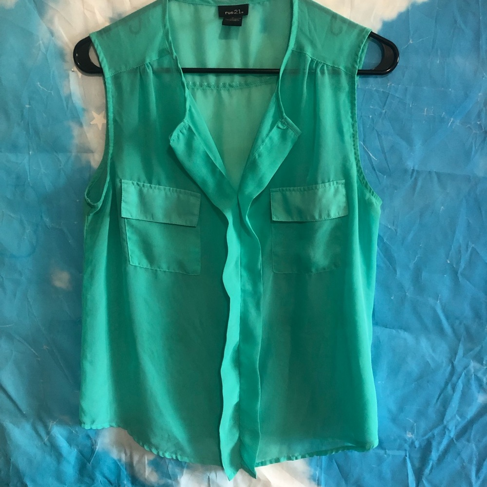 Teal cute tank top